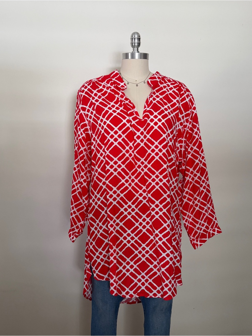 NWT Pressbox Red Patterned Nc State Tunic Top